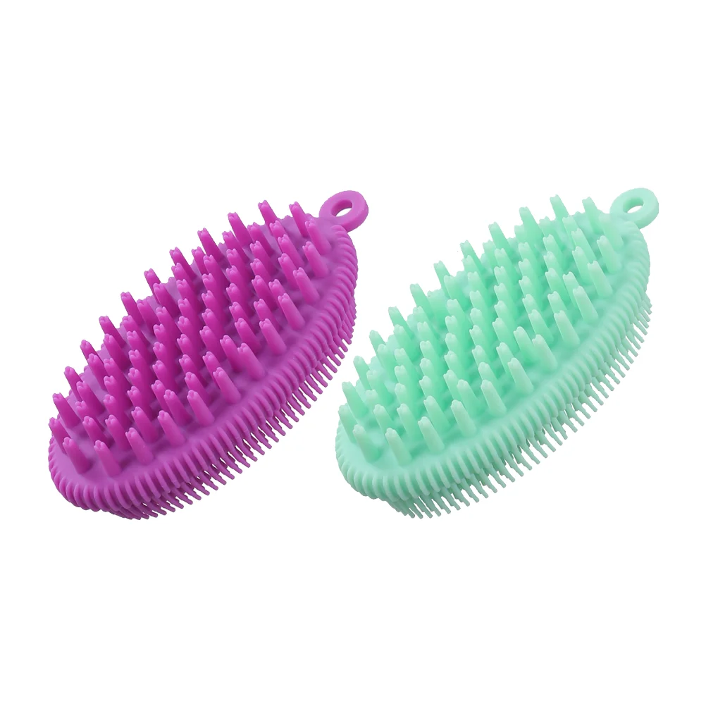 

2PCS Silicone Home Bath Brush Hair Washing Brush Multi-purpose Bath Clean Brush