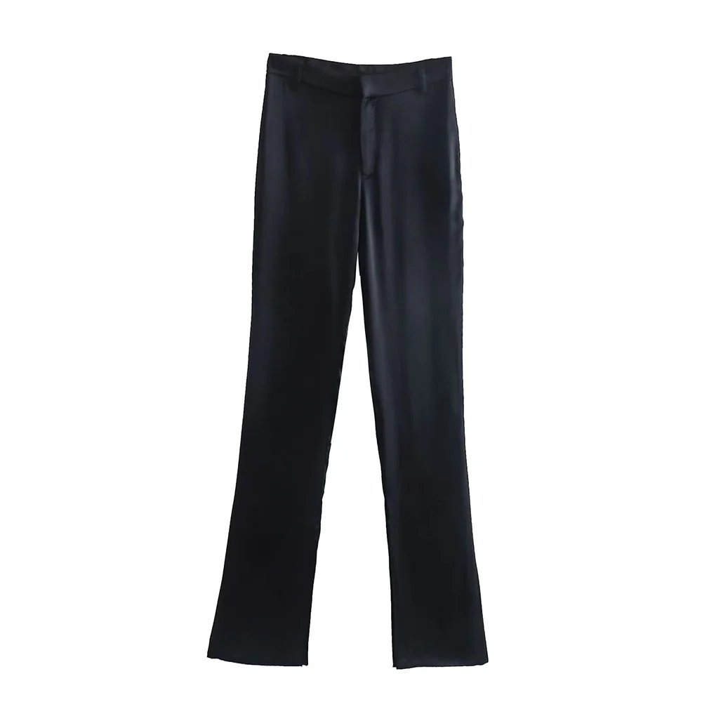 

Pantalon en soie et satin pour femmes, style rétro, taille haute, slim, décontracté, droit, nouveau, début d'automne