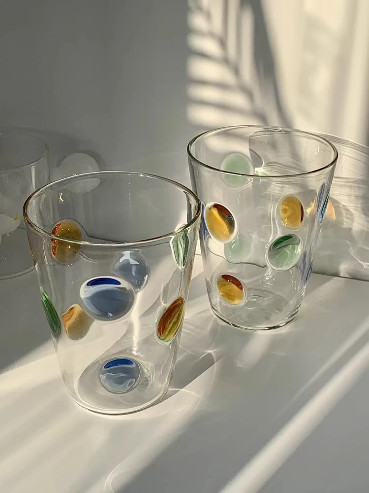 Утолщенная Красочная Стеклянная Кружка Boro 350 Мл С Точками