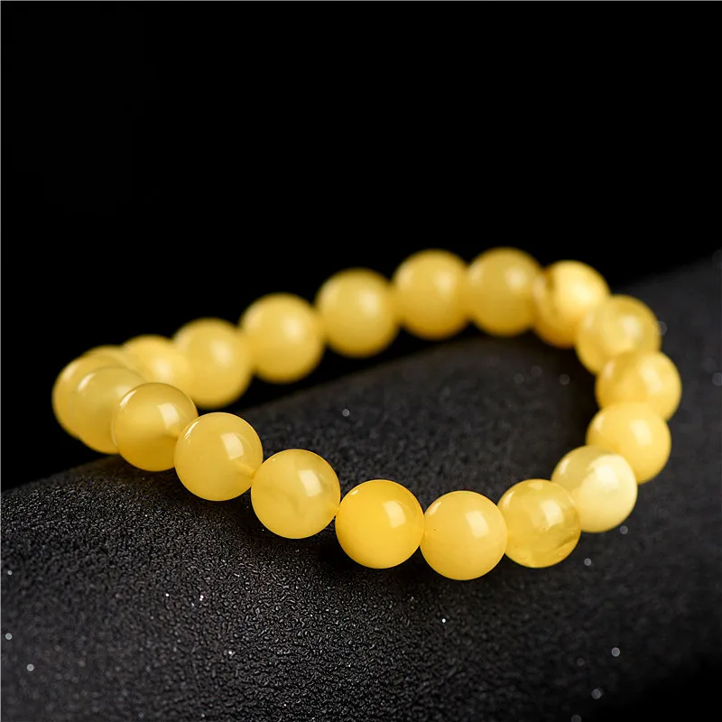 Natural Yellow Amber Round Beads Bracelet Women Men Fashion Yellow Amber Healing Stone Amber 8mm 9mm 10mm 11mm AAAAA