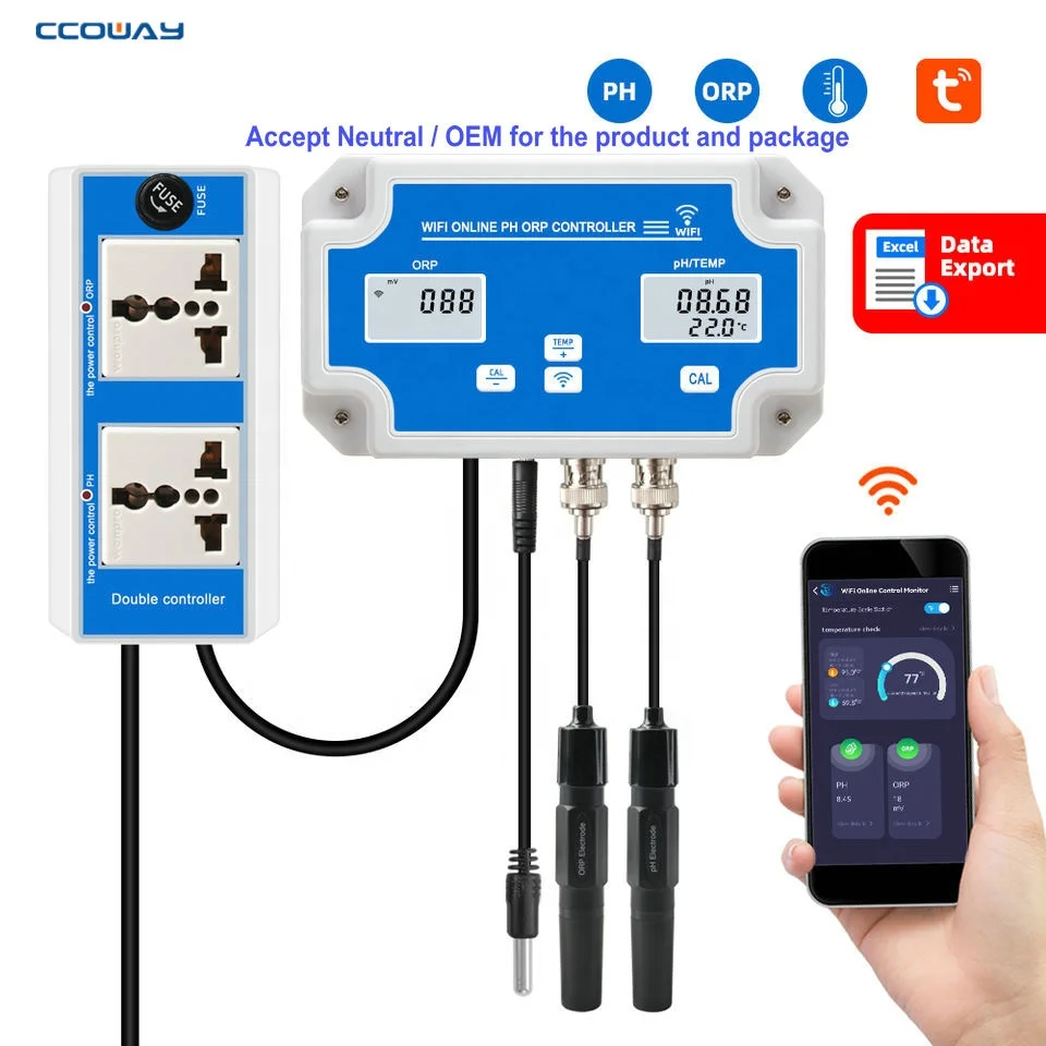 

Smart Tuya Wifi ORP Meter Monitoring Controller Online PH Meter with Data Logger Function for hydroponics aquarium swimming pool