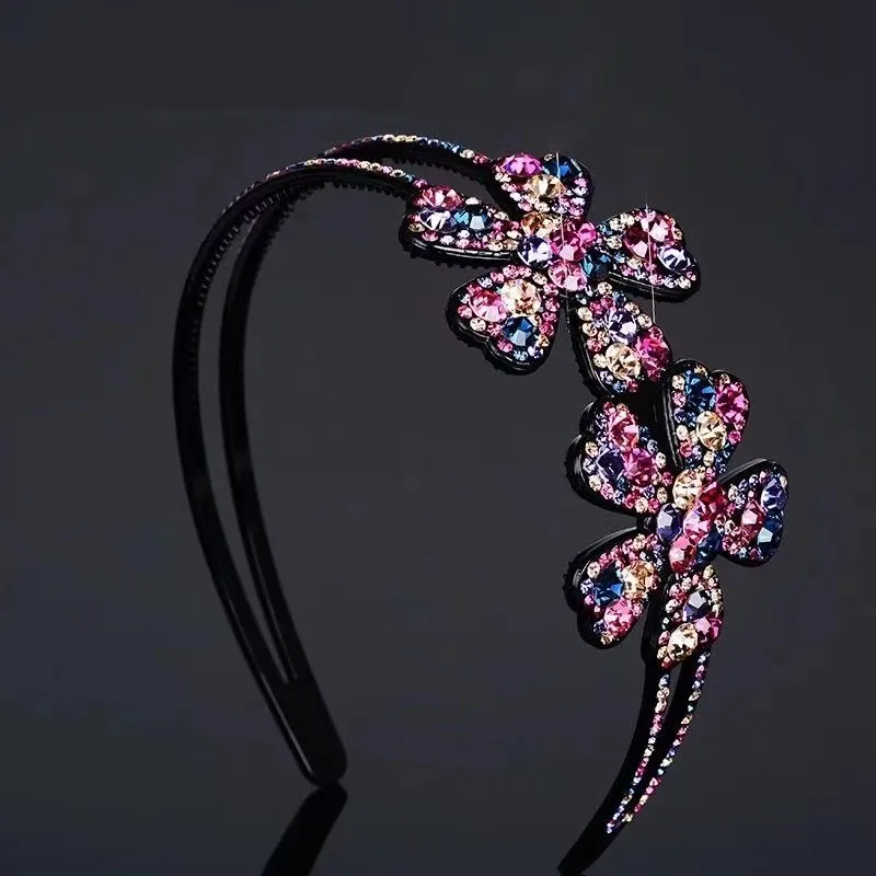 Ободок Стразы с нескользящим цветочным рисунком для женщин ободок волос