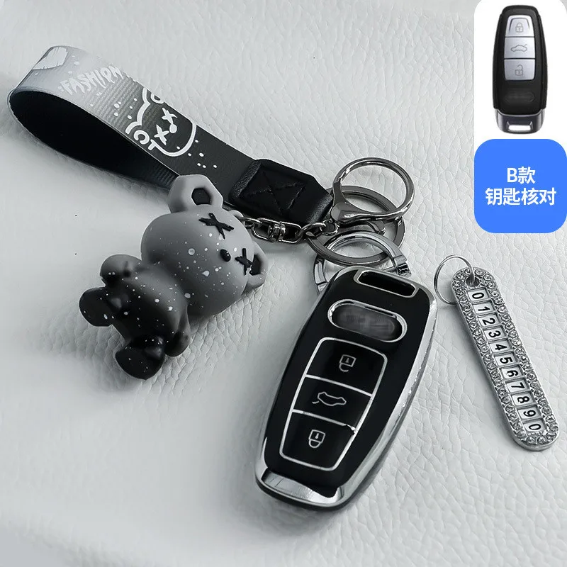 

Car Flip Key Case Cover Fob For Audi A1 A3 A4 A5 A6 A7 B6 B7 B8 Q3 Q5 S6 C6 8P 8V 8L TT RS S3 Keychain Protector Accessories