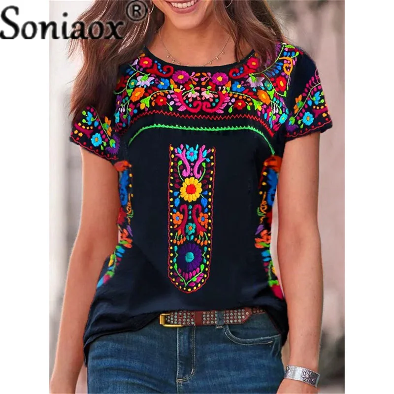 

Oversized Ladies Tops Women Plus Size Fashion Boho Print T Shirt Loose V-Neck Short Sleeve Casual Tee Top Summer New Streetwear