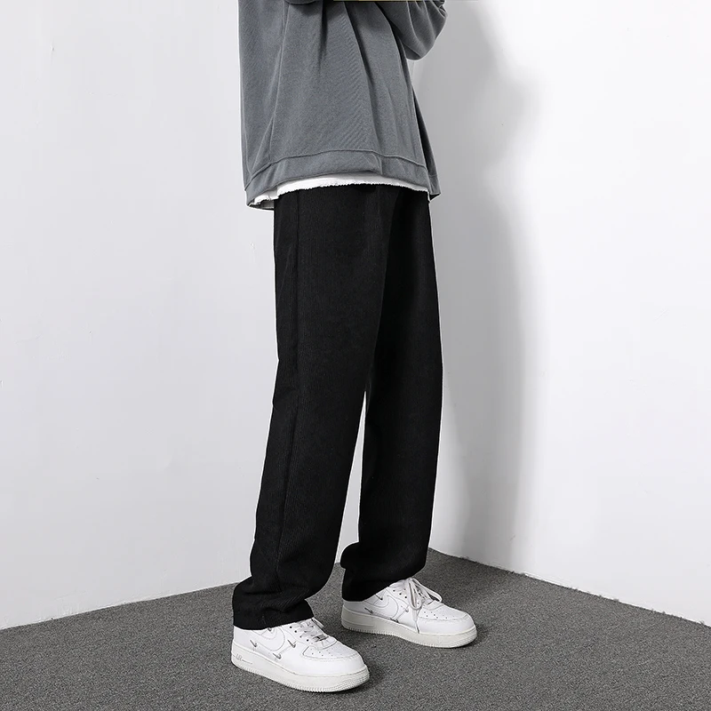 

Брюки мужские вельветовые в стиле ретро, модные повседневные штаны с эластичным поясом, уличная одежда, свободные прямые штаны в стиле хип-х...