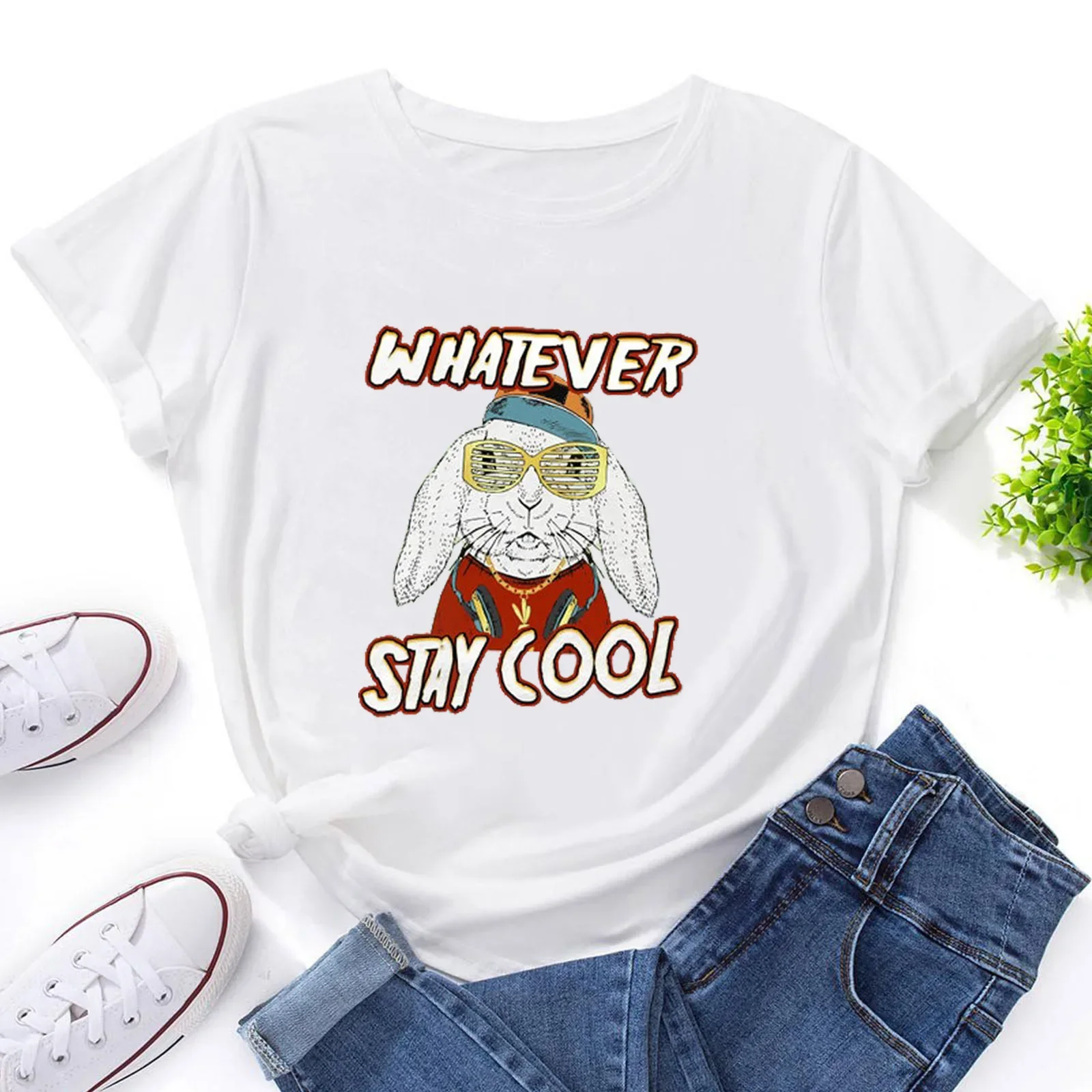 2022 новая пасхальная женская модальная свободная повседневная футболка с круглым