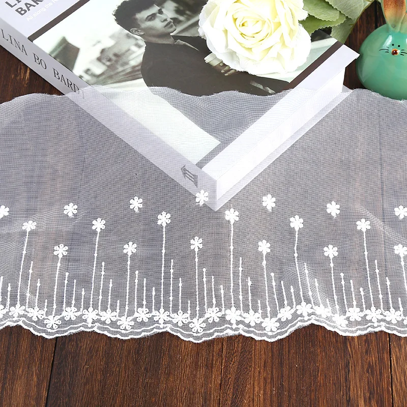 1Yards Cheap Embroidery Cord Lace Fabric Sewing Crafts 20cm White Ribbon Doll Accessories Laces For Clothes Guipure LW23 - купить по