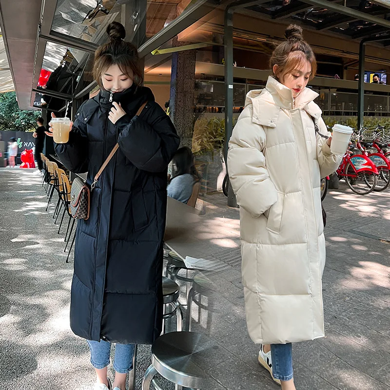 Winter New Fashion Warm Cotton Down Jacket Women Coat Overcoat Women's Over-the-knee Long Loose Thicken Coat Topcoat Camperas