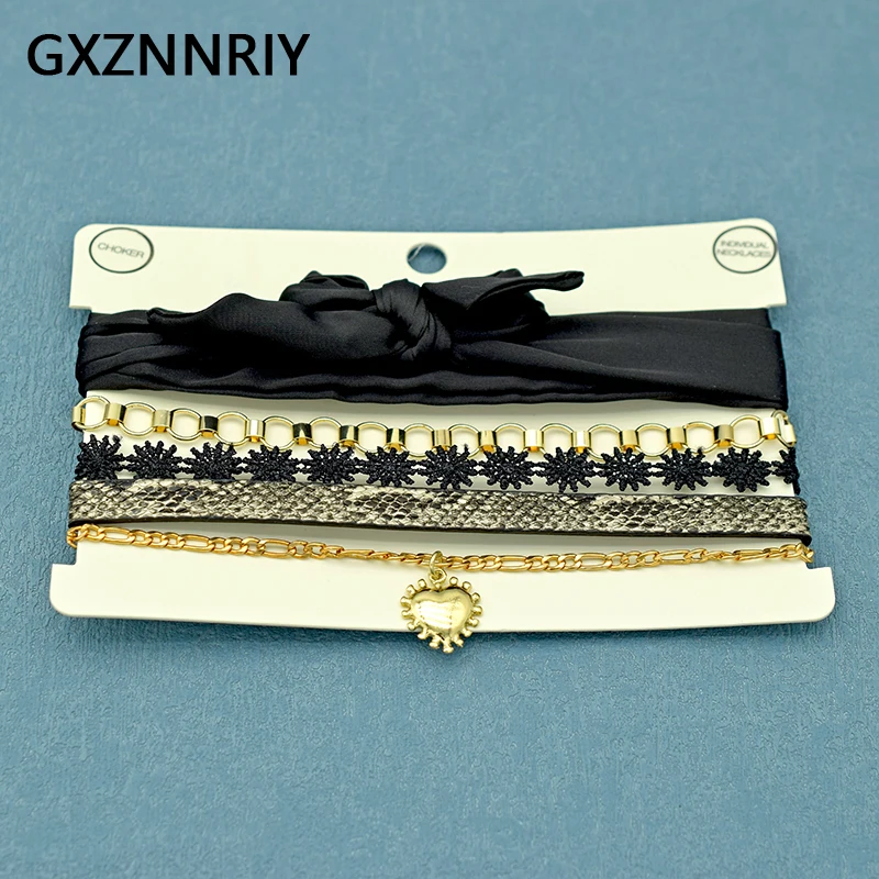 Ожерелье-чокер женское золотистое 5 шт./партия