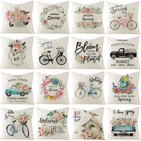 nordic spring home decoration cushion cover flower letters print pillowcase office sofa car throw pillow case 45x45cm