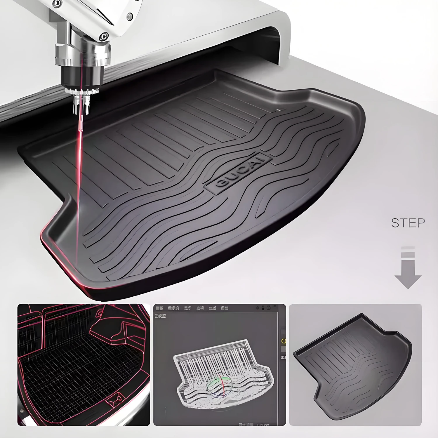 Фото Для Chery iCAR 03, Jaecoo J6, Aiqar eQ3 2024-2026: Коврик в багажник из TPE, на заказ, для защиты багажного отсека №5
