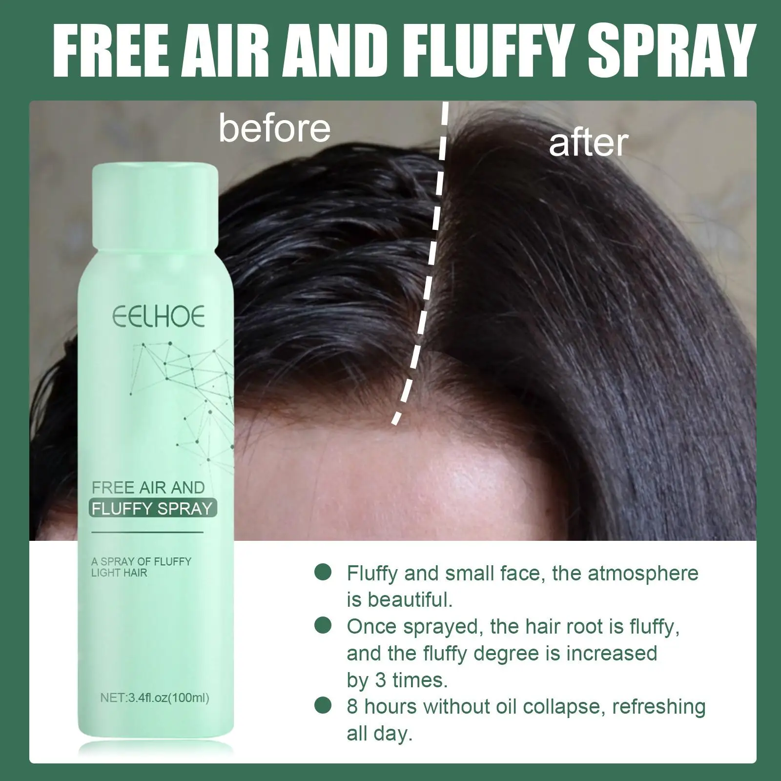 

100ml Leave in Dry Hair Spray Portable No Shampoo Hair Spray