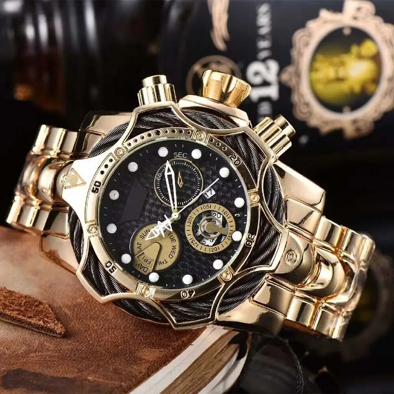 

Men's Watch Chain Series Large Dial Waterproof Three Eye Steel Ring And Pu Strap Selection OGDA Sports Watch Free Shipping Gift