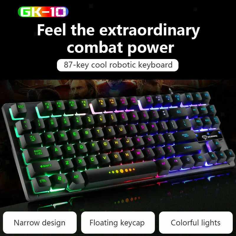 gaming keyboard 87 key gaming anti ghosting blue switch color backlit wired mechanical feel keyboard for pro gamer laptop free global shipping