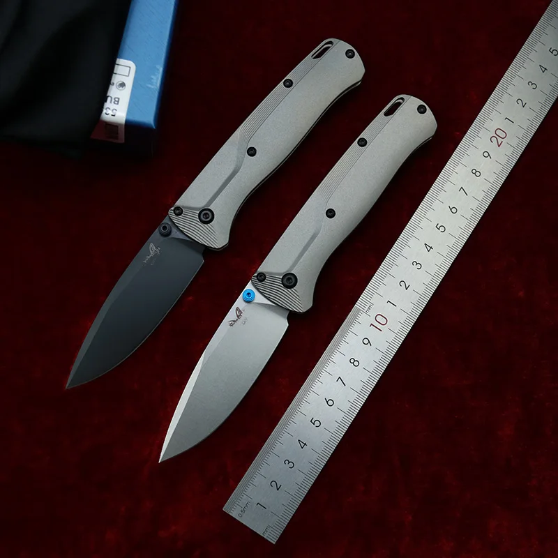 

LEMIFSHE Made 535 Real D2 Mark M390 TC4 Titanium Handle Blade Camp Hunt Pocket Tactical Tool Folding Utility Knife