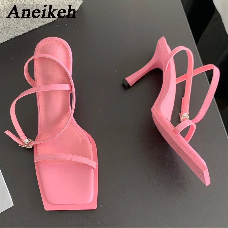 

Aneikeh, Новинка лета 2023, Брендовые женские сандалии, модные женские элегантные гладиаторские туфли с узкими ремешками, классические туфли-лодочки на тонком высоком каблуке