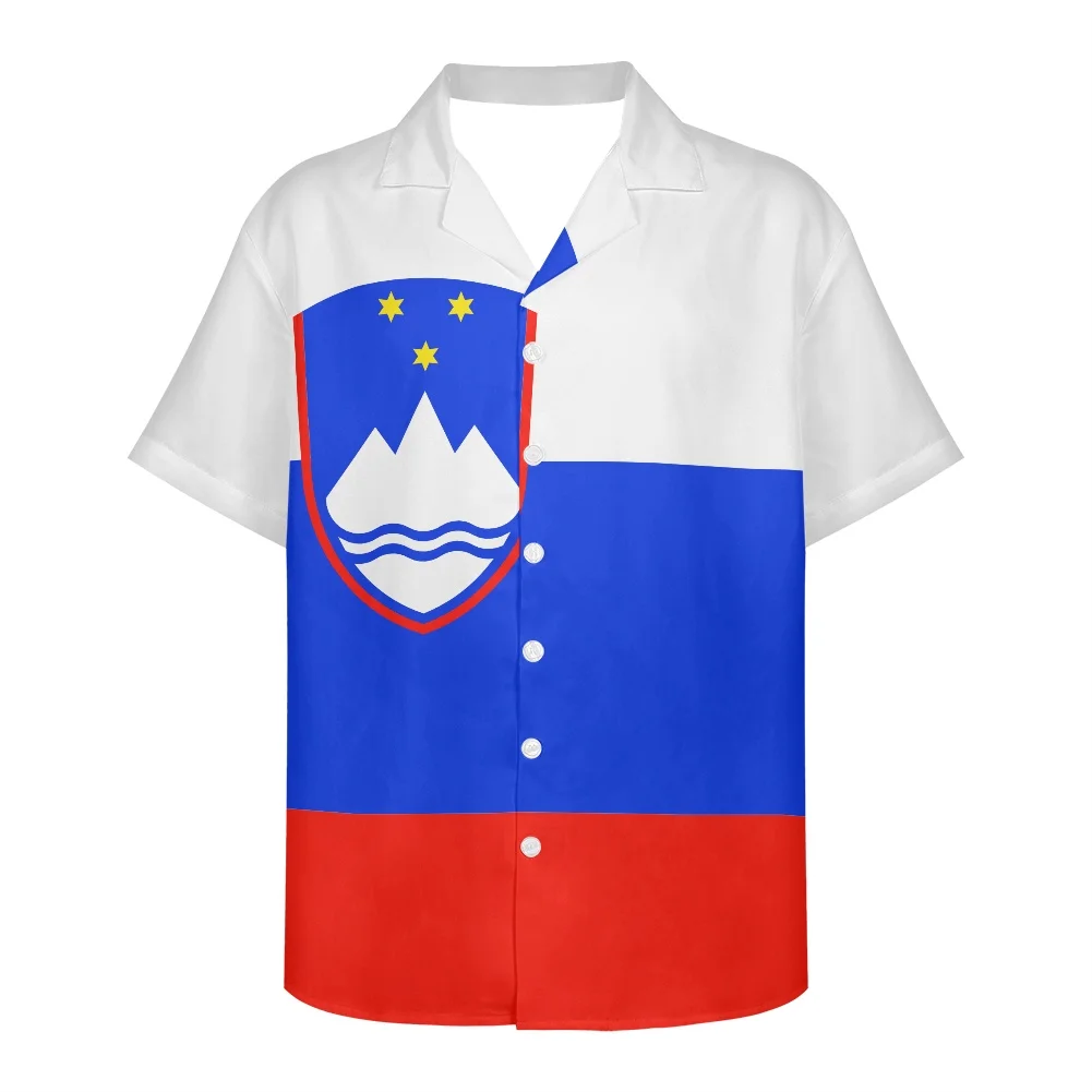 

Slovenia Flag Design Pattern Summer Vintage Fashion Short Sleeve Hawaii Shirts For Men Camisa Masculina Casual Holiday Party