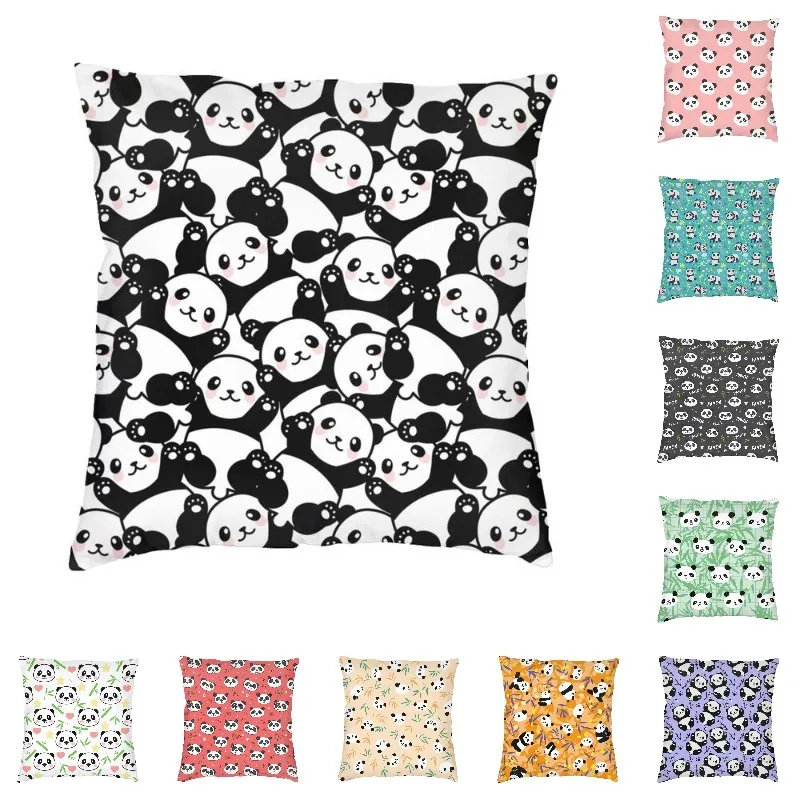 

Cute Panda Throw Pillow Case Bedroom Decoration Sofa Chair Cushion Cover Square Pillowcase Double-sided Printing