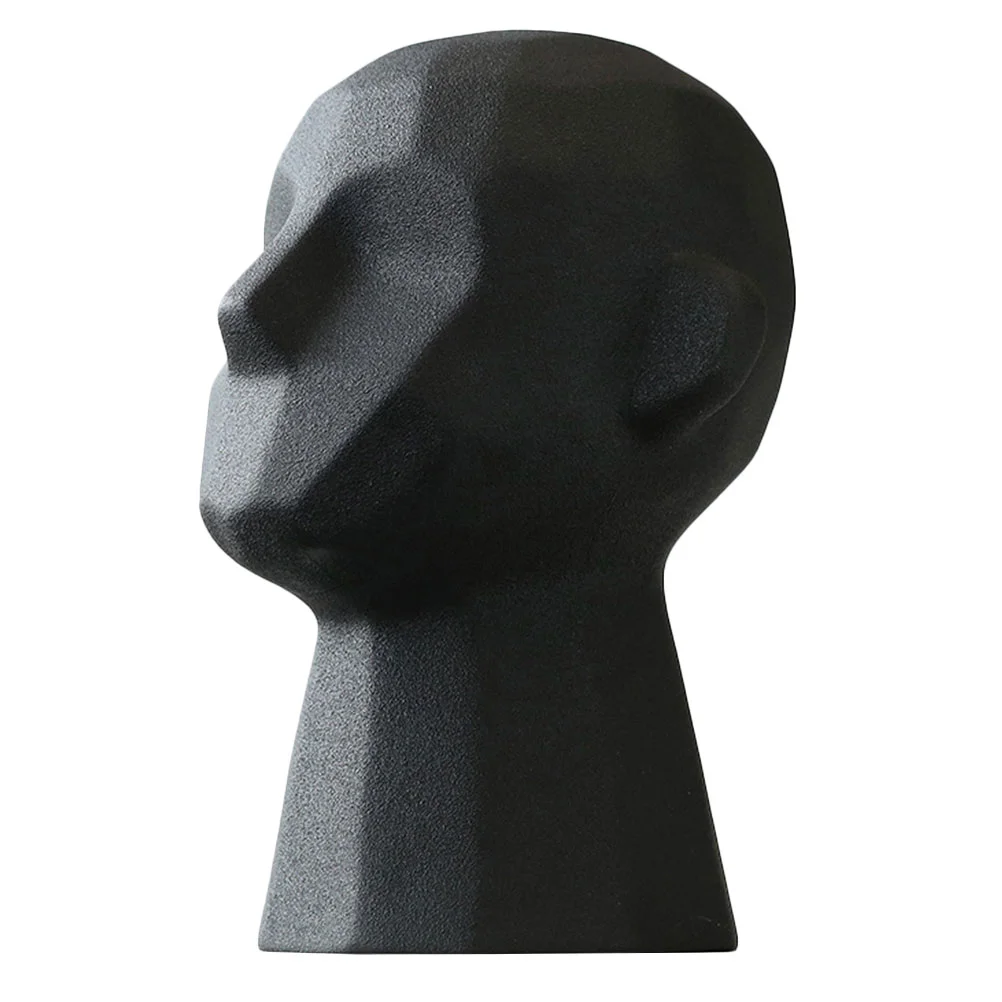 

Sculpture Head Human Statue Face Decor Ceramic Ornament Home Model Miniature Moai Island Accents Geometric Desktop Gift Friends