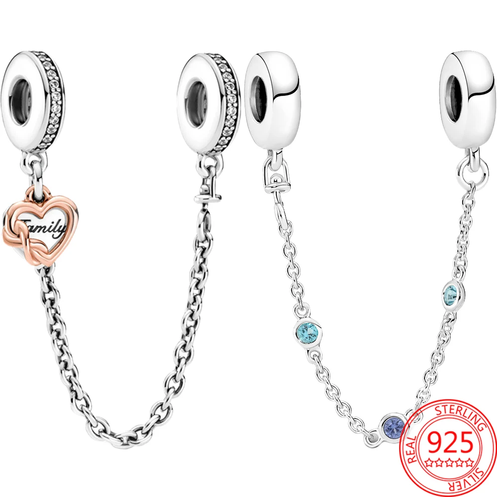 

Цепочка из серебра 925 пробы с тройным синим камнем