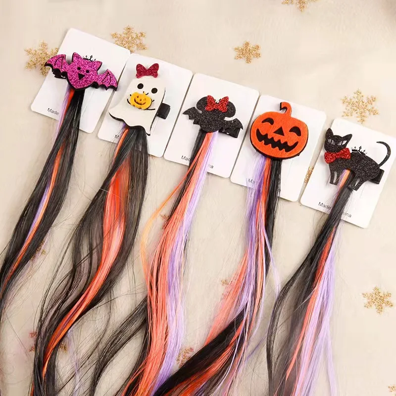 

Halloween Pumpkin Bat Ghost Girls Hairpin Child Twist Hair Clip Barrette Hair Rope Accessories Kids Oliday DIY Decorations