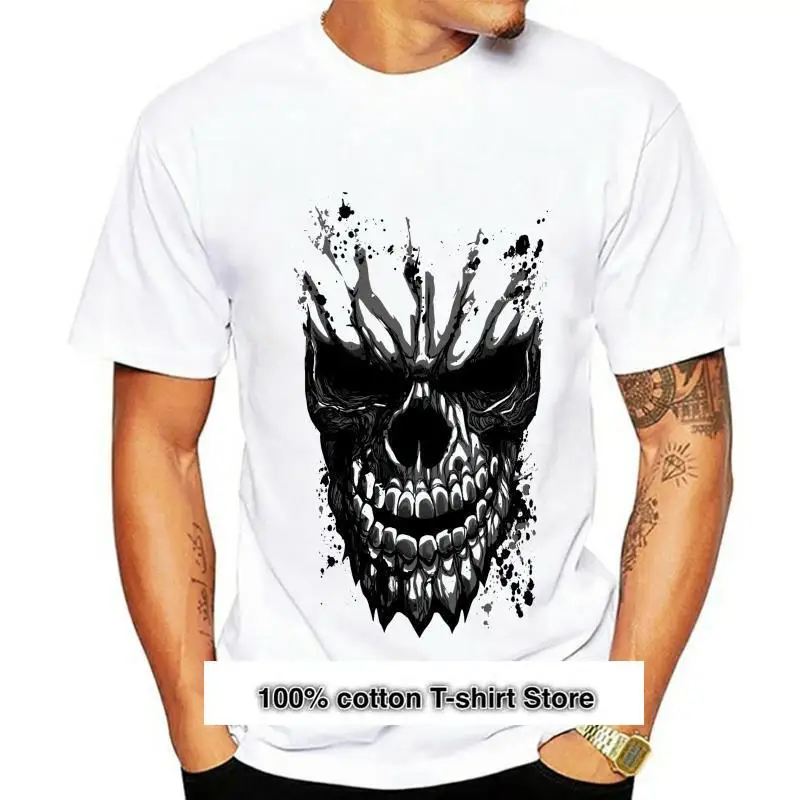 

Camiseta blanca de calavera tallada para hombre