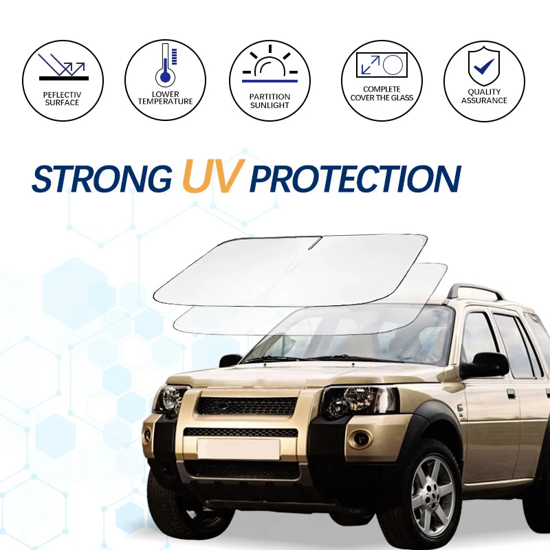 Фото Солнцезащитный козырек на лобовое стекло для Land Rover Freelander 1 Freelander 2 4X4, солнцезащитный козырек, складные блоки, УФ-лучи, охладитель №1