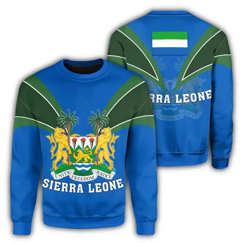 Sierra Leone Flag Map Graphic Sweatshirts For Men Clothes Fashion Women Sweater Casual Male Streetwear Autumn Pullover Tracksuit
