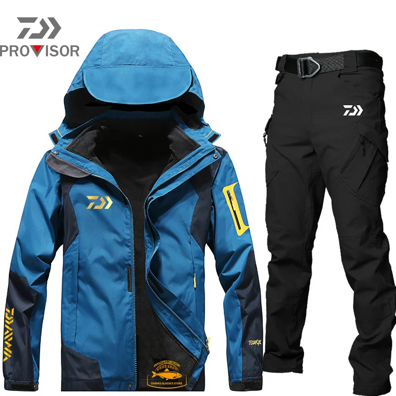 Daiwa Winter Fishing Suit For Men Windproof Waterproof Snowboard Jacket Sets Winter Warm Snow Costumes Outdoor Ski Jacket+Pants enlarge