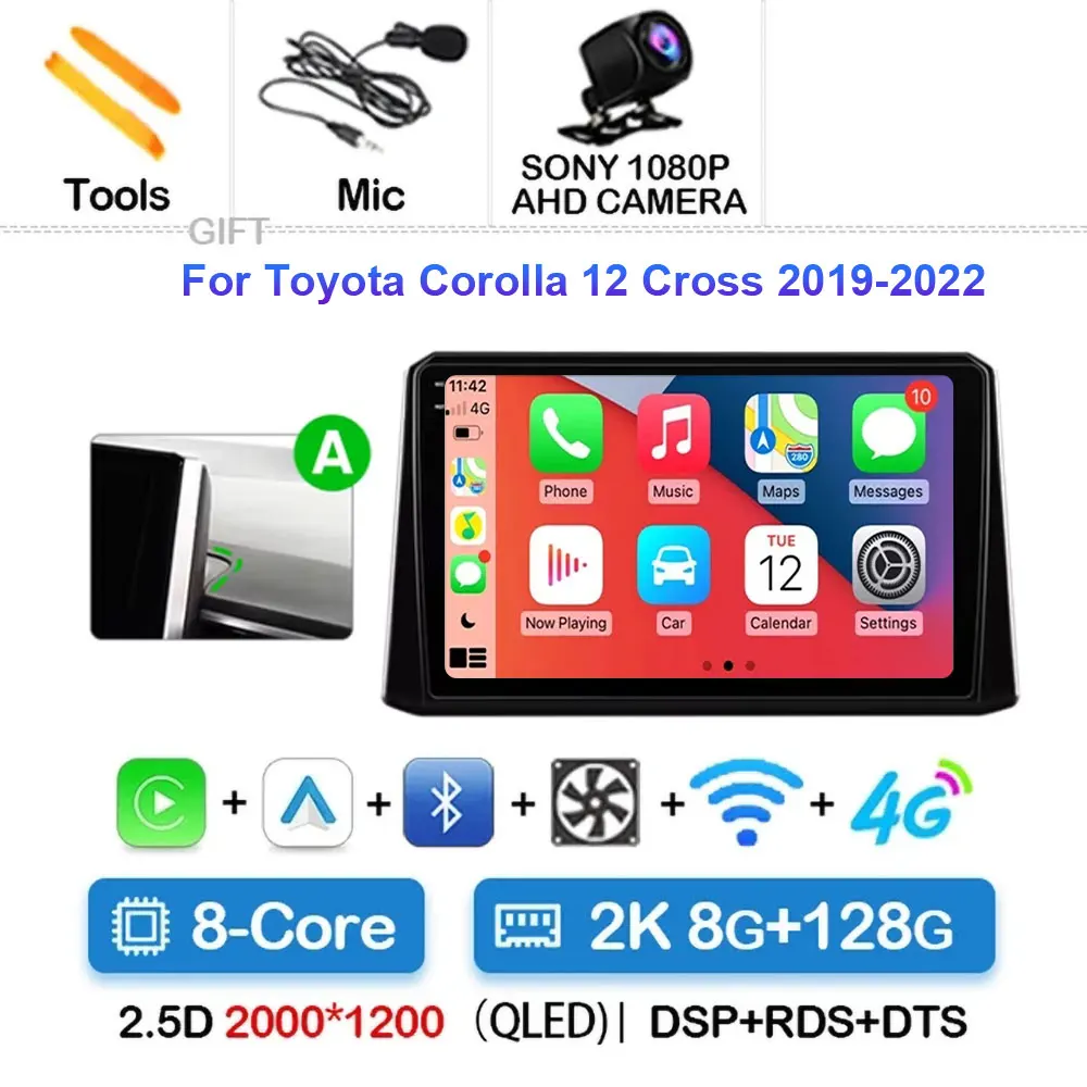 

Мультимедийный плеер Android 15 для Toyota Corolla 12 Cross 2019-2022 Carplay Android Auto Авто Радио Стерео 4G Wi-Fi GPS DSP BT