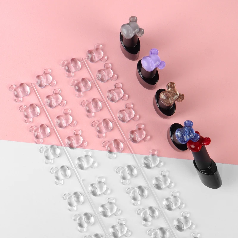 

40 шт., карточки для маникюра с мультяшным медведем