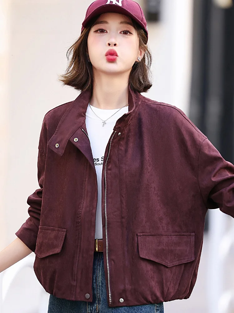 Fashion Small Mother Peach Skin Fabric Short coat Women 2024 Spring and Autumn New Korean Sle Plus size Loose Stand Collar ... |