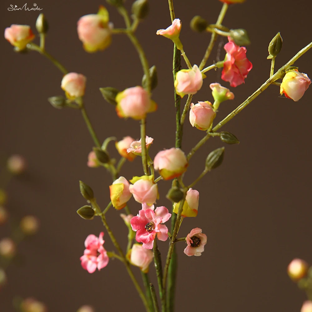 SunMade яркие цветущие персиковые бутоны ветки крошечные шелковые искусственные