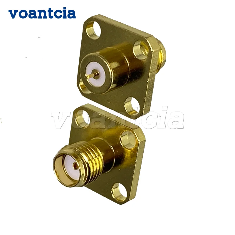 

10pcs SMA Female Jack 4 Holes Flange Connector Solder PCB Mount RF Coaxial Brass 50ohm Wire Terminals Straight New