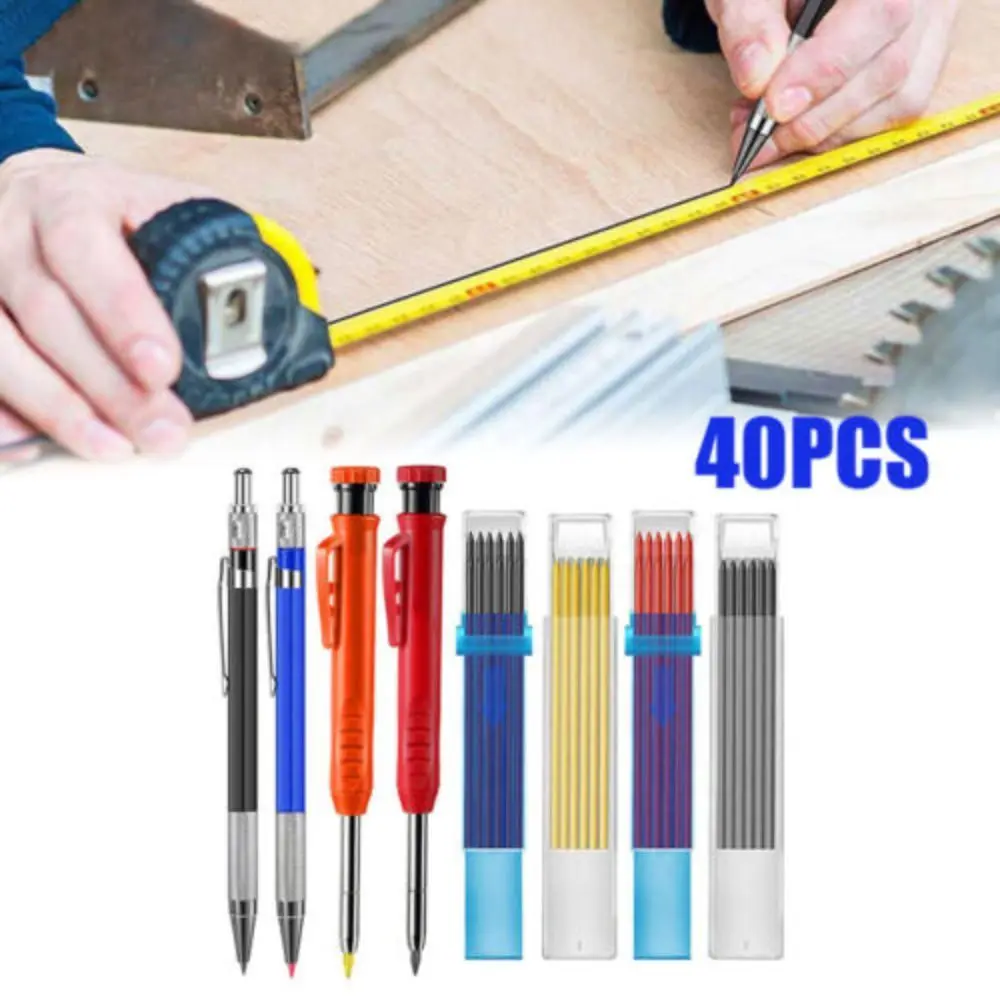 

40 шт. Твердые столярные карандаши с глубоким отверстием маркер для деревообработки Механическая точилка простая в использовании долговечная практичная