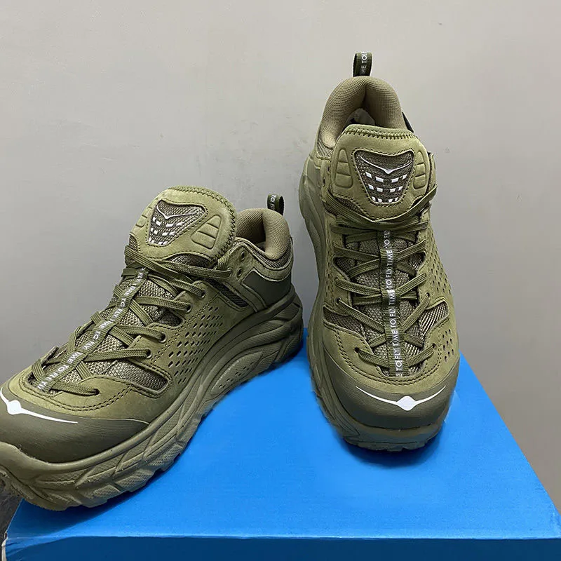 Men`s breathable genuine leather waterproof hiking shoes mens slip-resistant country cross trekking climbing walking shoes