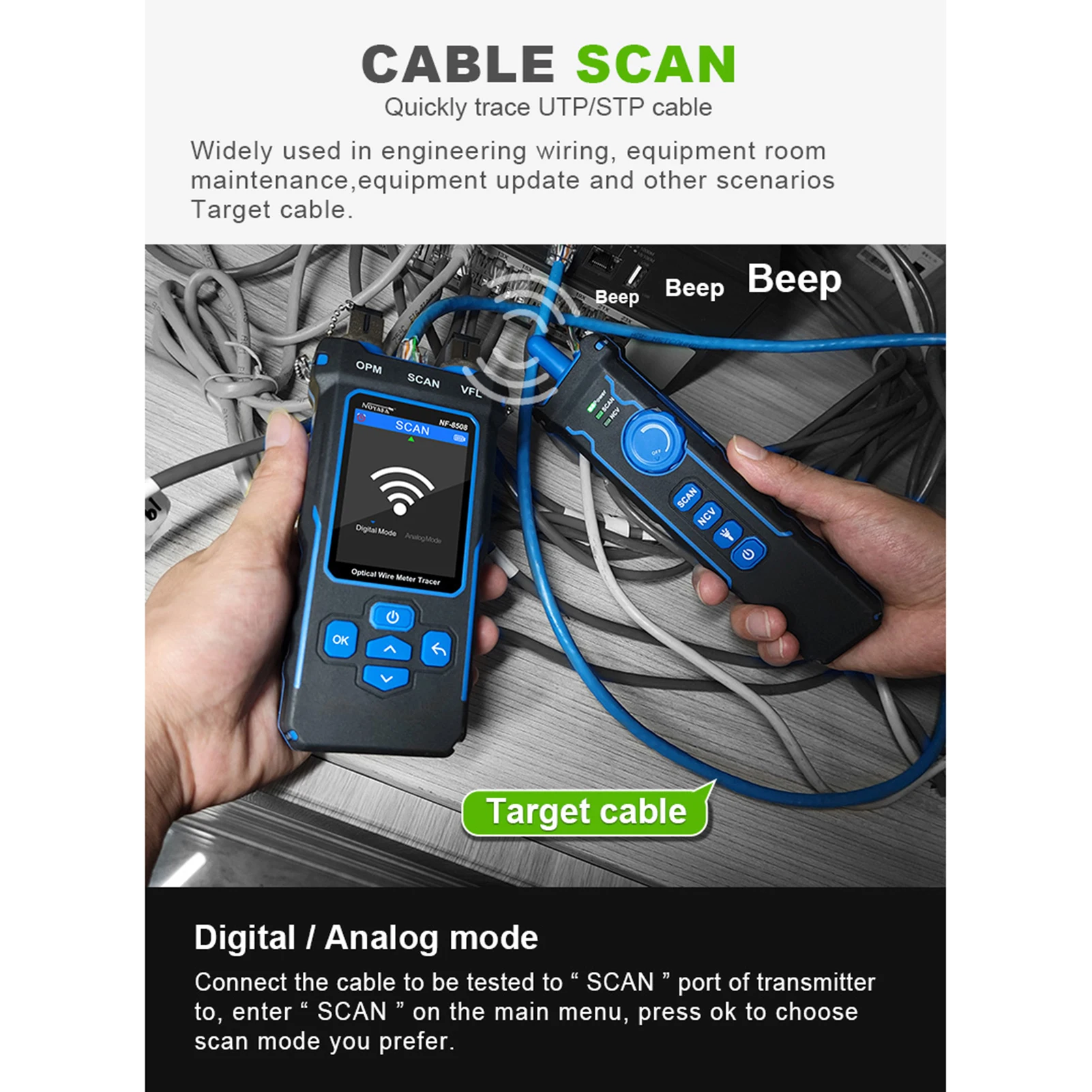 NOYAFA NF - 8508 LCD цифровой сетевой кабельный испытательный прибор зарядный поисковый