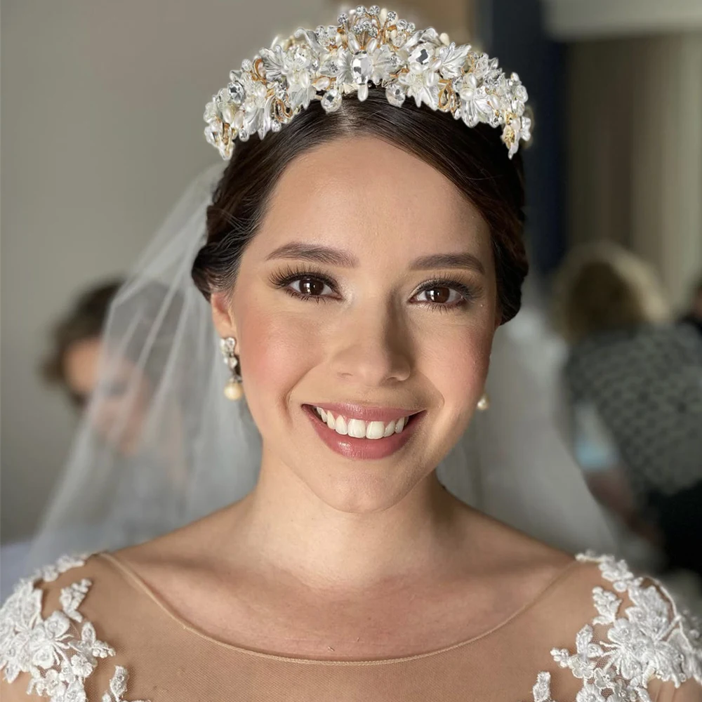 

Handmade Crown Rhinestones Headbands Wedding Party Women HairBand Alloy Crystal Headdress Jewelry Hair Accessoires