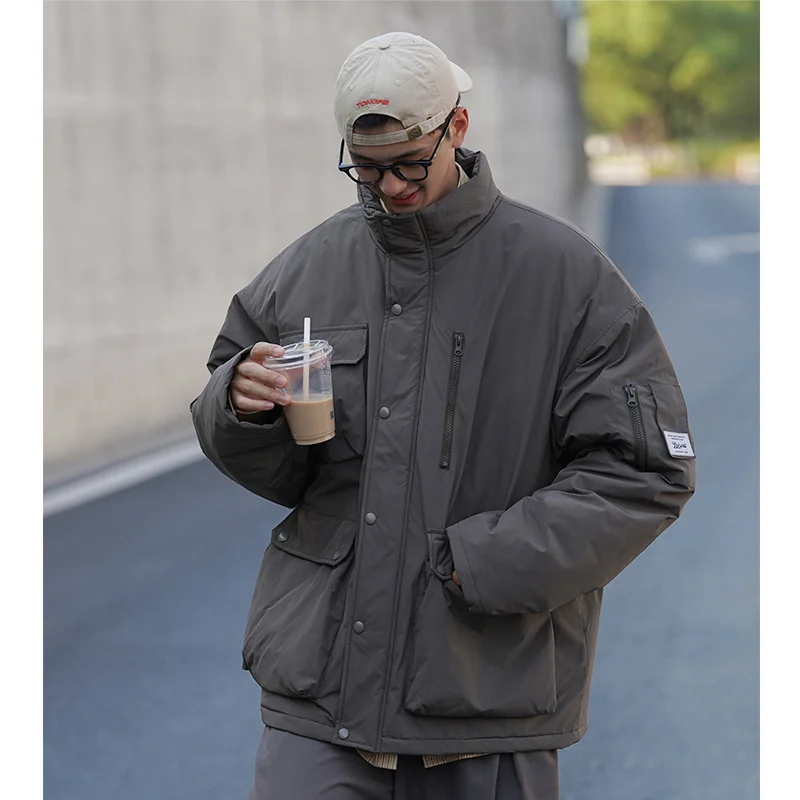 Winter Jacket Men Warm Fashion Pocket Thick Down Jacket Men Streetwear Loose Short Coat Mens Parker Clothes Plus Size M-5XL