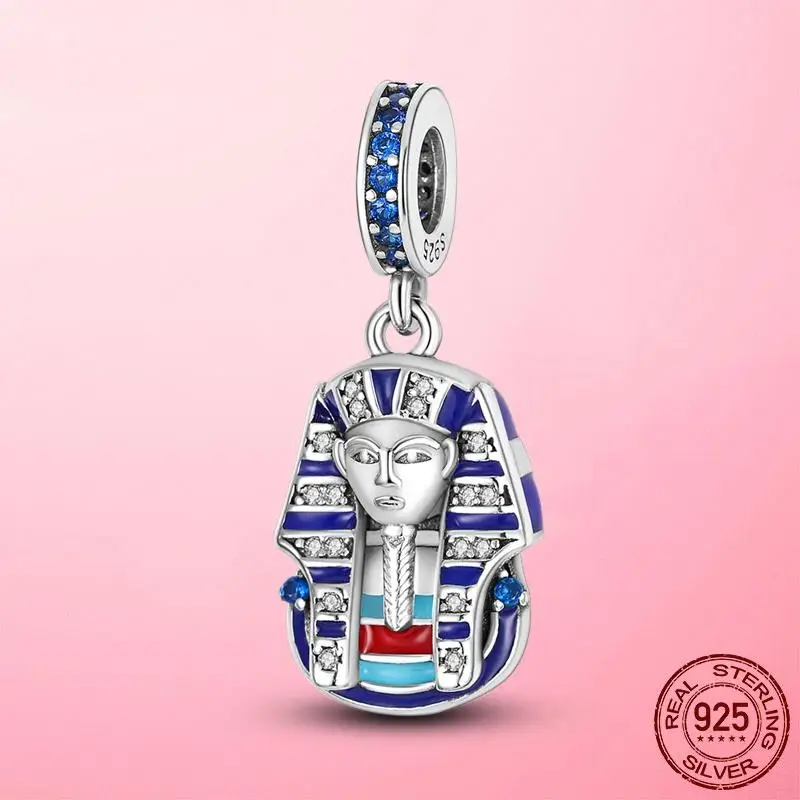 

Egypt Pharaoh Dangle Charm Enamel Beads fit Pandora Original Charms Bracelet Silver Color Pendant DIY Jewelry Making Gift