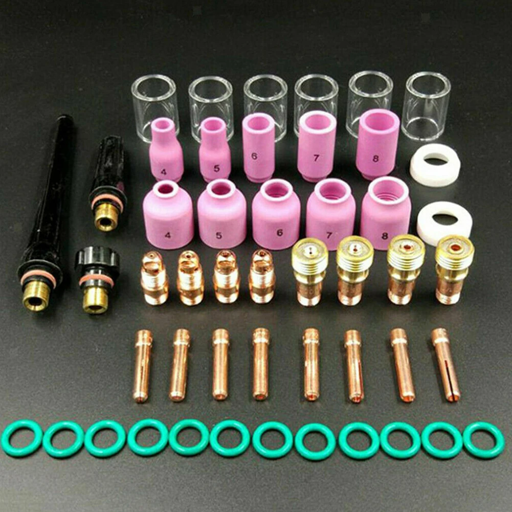 

49 Pcs TIG Welding Torch Stubby Gas Lens #10 Pyrex Glass Cup Kit For WP-17/18/26 TIG Welding Torch Accessories