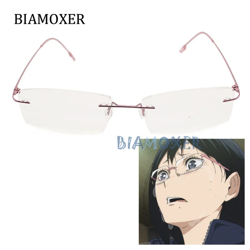 

3 стиля Haikyuu! Очки для косплея Shimizu Kiyoko розовые очки без оправы очки оптика косплей костюм на Хэллоуин реквизит