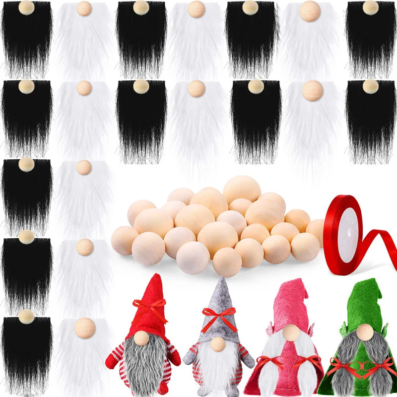 

12PCS/lot Artificial Fur Beard DIY Kit With Wooden Beads Handmade Craft Making Toy Doll Accessories