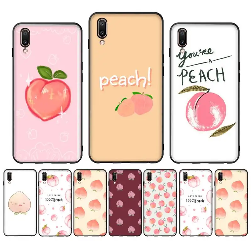 

Pink Peach Phone Case for Vivo Y91C Y11 17 19 17 67 81 Oppo A9 2020 Realme c3