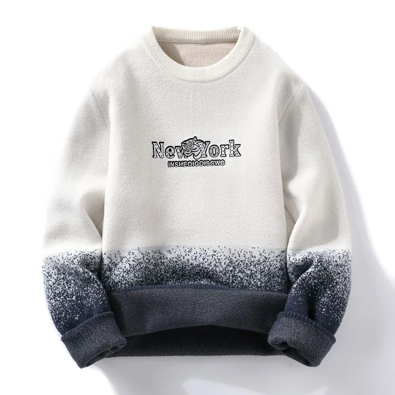 

Fashion Personalized Letter Sweater Men 2022 New Winter Thick Warm Mens Casual Sweaters Round Neck Mink Cashmere Pullovers Male