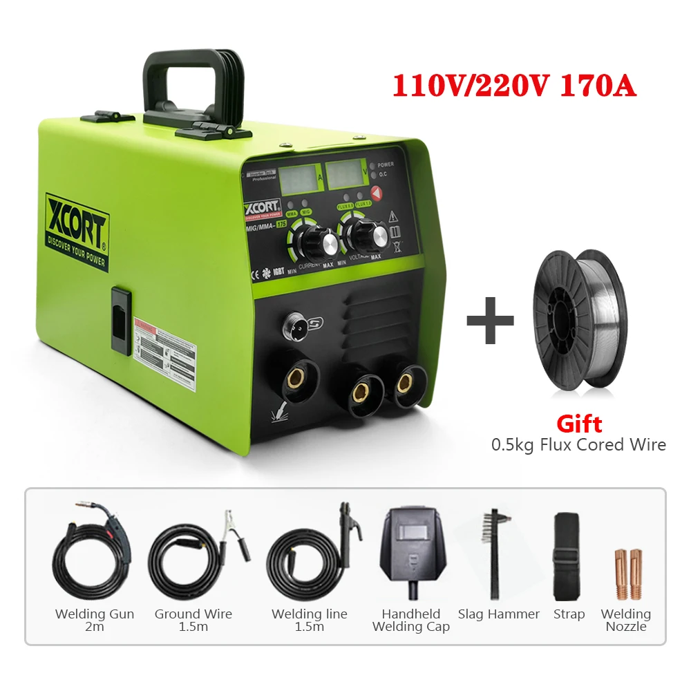 

110V 220V Non Gas Welding Machine MMA MIG Carbon Dioxide Gas Shielded Welding Machine 2.6KW 170A High Power Gasless Soldering