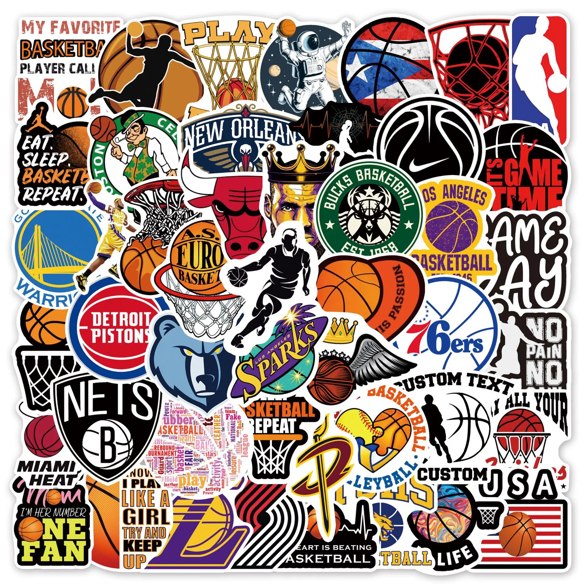 

10/30/50PCS Cool Slippery Trendy Basketball Sticker Suitcase PVC Skateboard Laptop Refrigerator Phone Car Decoration DIY Decal