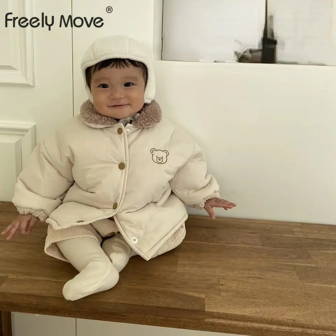 

Freely Move Fashion Girl Boy Lapel Jacket Cotton Padded Infant Toddler Child Thick Coat Warm Outwear Winter Children's Clothing