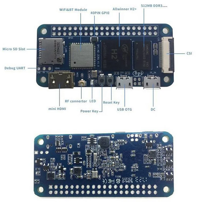 Banana Pi M2 Zero Allwinner H2+/H3 Четырехъядерный процессор Cortex-A7 512 МБ DDR 3 SDRA WiFi BT UART Та же