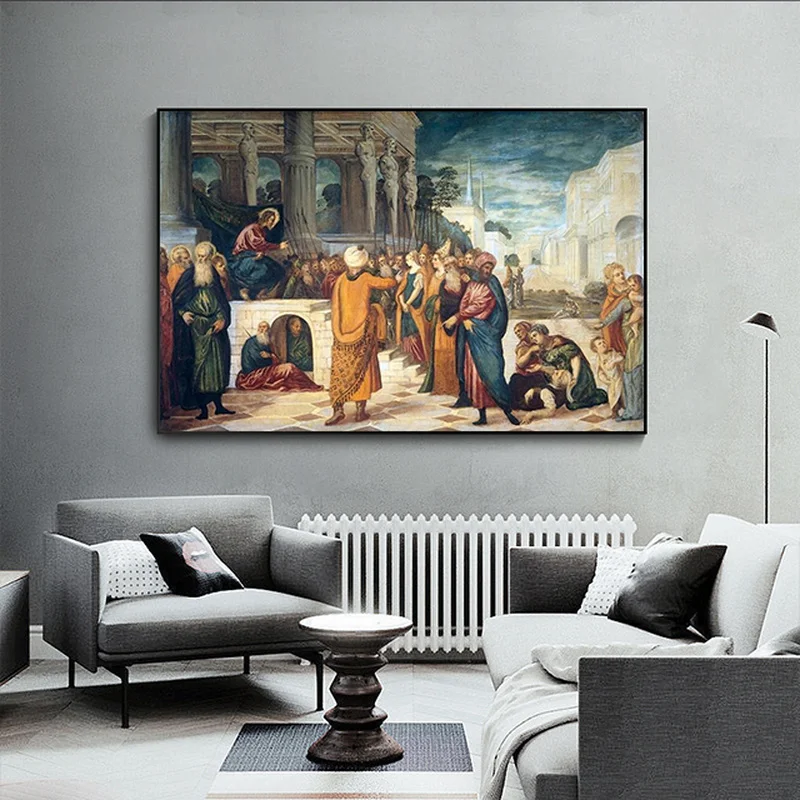 Настенная Роспись Христос и взрослая женщина Tintoretto художественные плакаты на